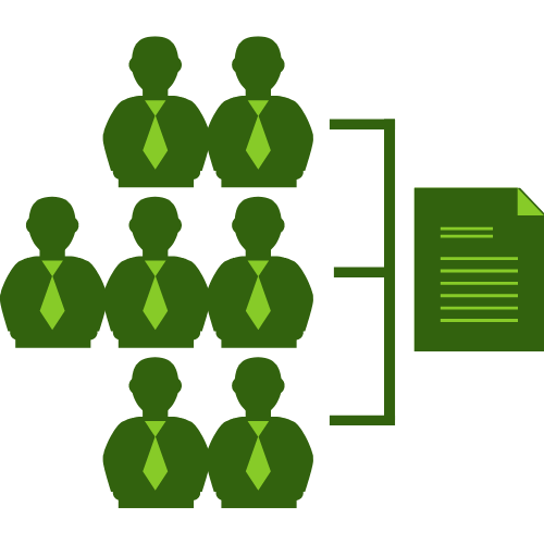 afbeelding van een document dat verwijst naar meerdere mensen in een netwerk, als symbool voor het zoeken naar de juiste kandidaat