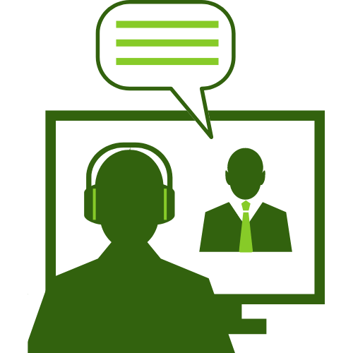 afbeelding van twee mensen die via videoverbinding met elkaar in gesprek zijn, als symbool voor kennismaken met Podium Legal of een potentiële werkgever